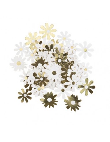 100 Confettis Marguerites Blanc et Or 2 a 3.5 cm HOME SWEET HOME Décoration festive