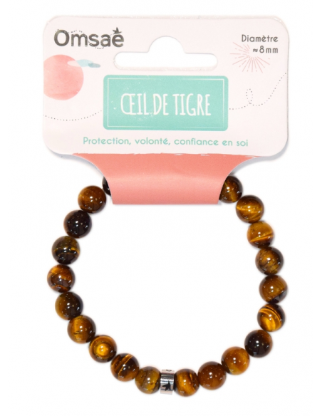 Bracelet Oeil de Tigre Perles rondes 8 mm HOME SWEET HOME Lithothérapie