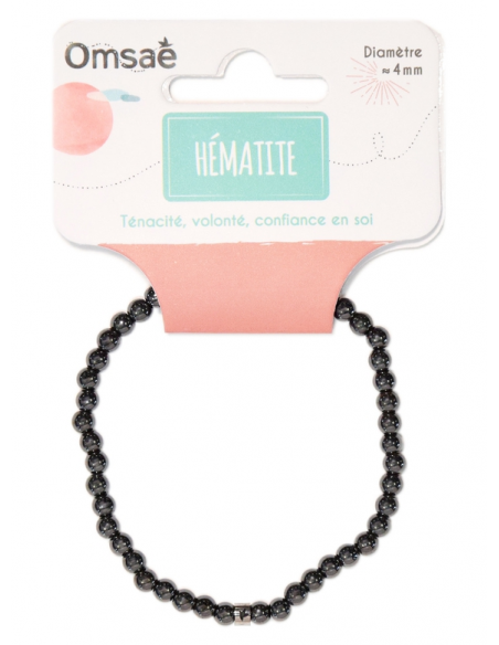 Bracelet Hématite Perles Rondes 4 mm HOME SWEET HOME Lithothérapie