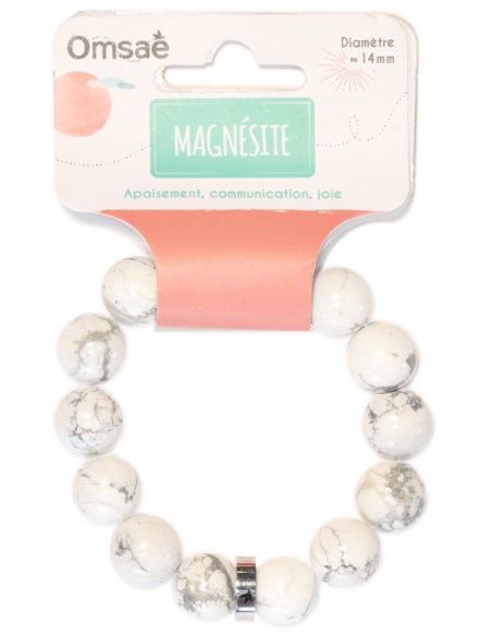 Bracelet Magnésite Perles rondes 14 mm HOME SWEET HOME Lithothérapie