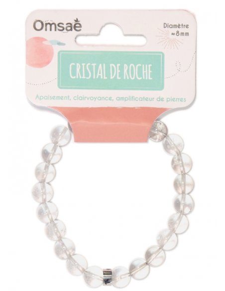 Bracelet Cristal de Roche Perles rondes 8 mm HOME SWEET HOME Lithothérapie