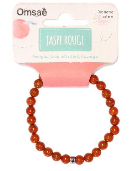 Bracelet Jaspe Rouge Perles rondes 6 mm HOME SWEET HOME Accueil