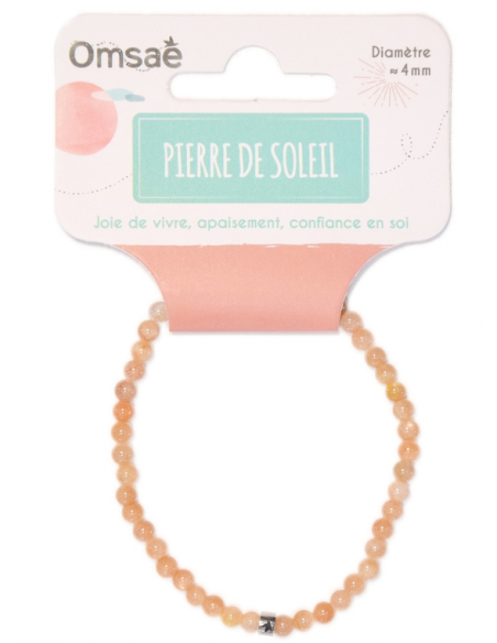 Bracelet Pierre du Soleil Perles rondes 4 mm HOME SWEET HOME Lithothérapie