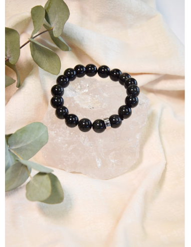 Bracelet Obsidienne Noire Perles rondes 8 mm HOME SWEET HOME Lithothérapie