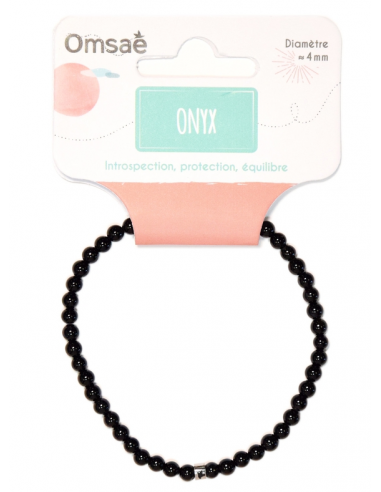 Bracelet Onyx Perles rondes 4 mm HOME SWEET HOME Lithothérapie