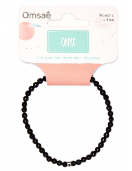 Bracelet Onyx Perles rondes 4 mm HOME SWEET HOME Lithothérapie