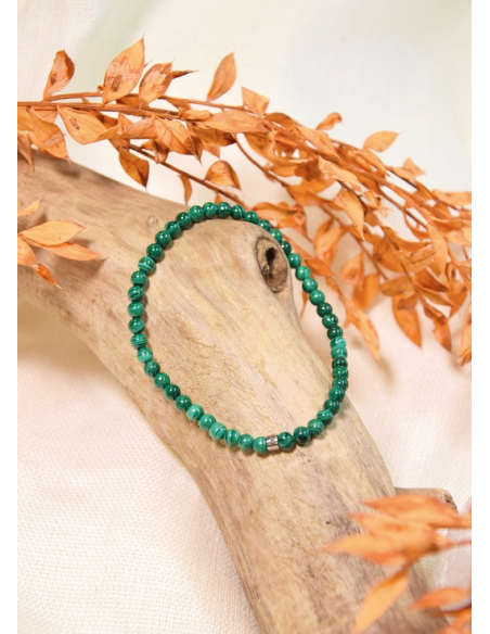 Bracelet Malachite Perles Rondes 4 mm HOME SWEET HOME Lithothérapie