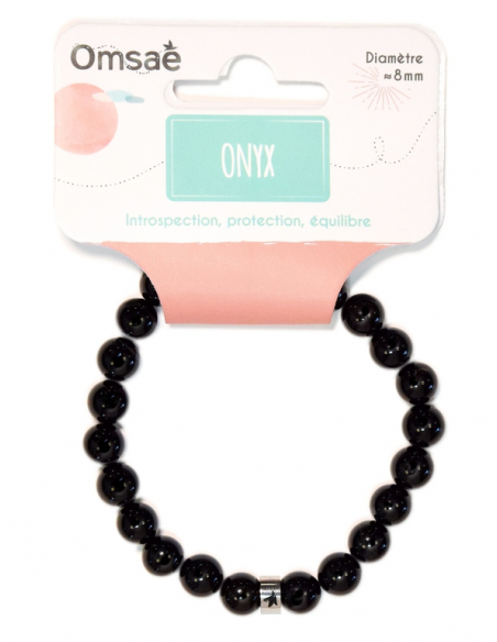 Bracelet Onyx Perles rondes 8 mm HOME SWEET HOME Lithothérapie