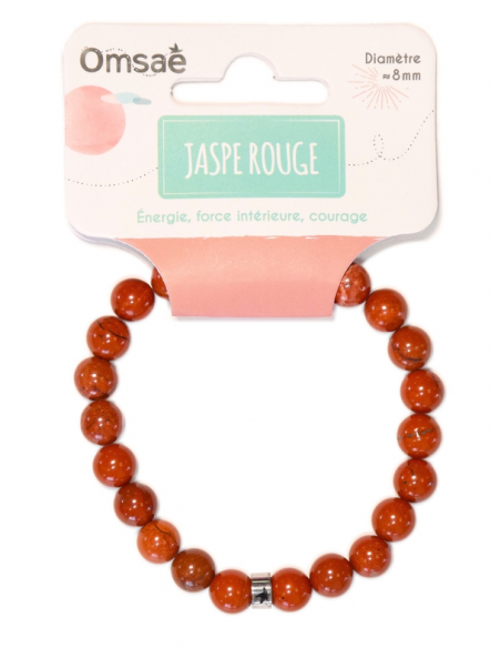 Bracelet Jaspe Rouge Perles rondes 8 mm HOME SWEET HOME Lithothérapie