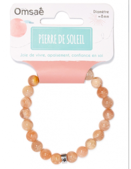 Bracelet Pierre du Soleil Perles rondes 8 mm HOME SWEET HOME Lithothérapie