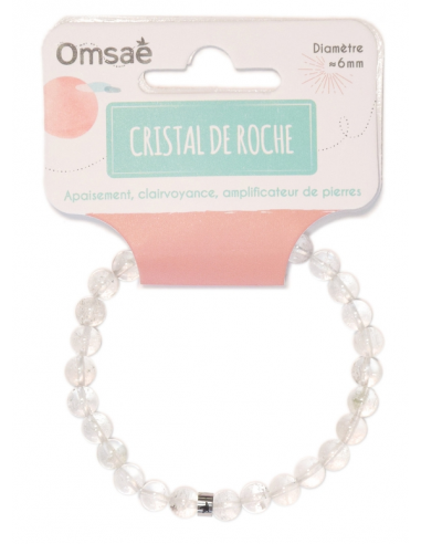 Bracelet Cristal de Roche Perles rondes 6 mm HOME SWEET HOME Lithothérapie