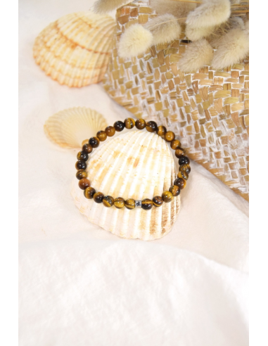 Bracelet Oeil de Tigre Perles rondes 6 mm HOME SWEET HOME Lithothérapie