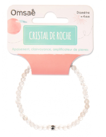 Bracelet Cristal de Roche Perles rondes 4 mm HOME SWEET HOME Lithothérapie