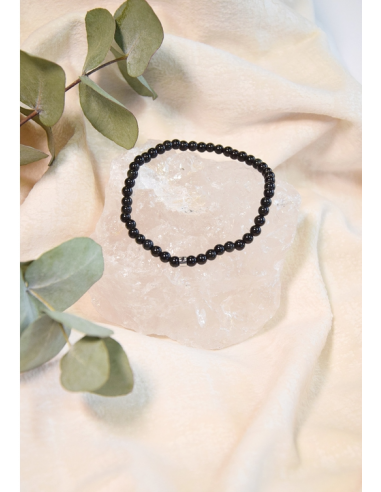 Bracelet Obsidienne Noire Perles rondes 4 mm HOME SWEET HOME Lithothérapie