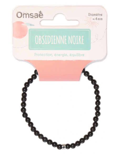 Bracelet Obsidienne Noire Perles rondes 4 mm HOME SWEET HOME Lithothérapie