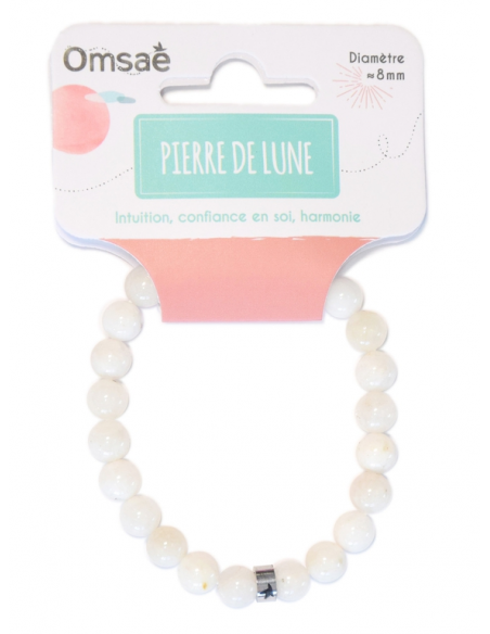 Bracelet Pierre de Lune Perles rondes 8 mm HOME SWEET HOME Lithothérapie