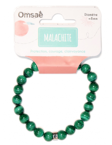 Bracelet Malachite Perles Rondes 8 mm HOME SWEET HOME Lithothérapie