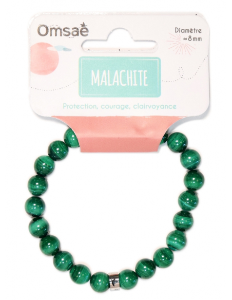 Bracelet Malachite Perles Rondes 8 mm HOME SWEET HOME Lithothérapie