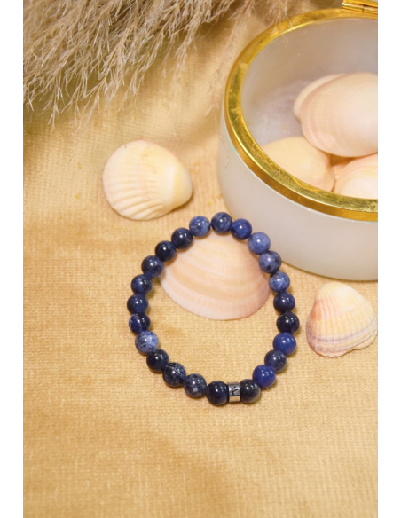 Bracelet Sodalite Perles rondes 8 mm HOME SWEET HOME Lithothérapie