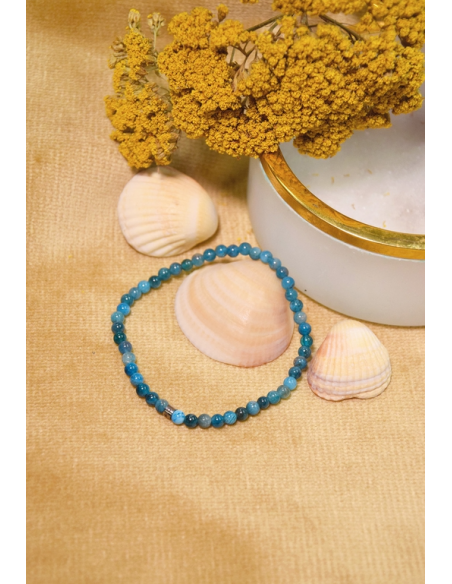 Bracelet Apatite Perles rondes 4 mm HOME SWEET HOME Lithothérapie