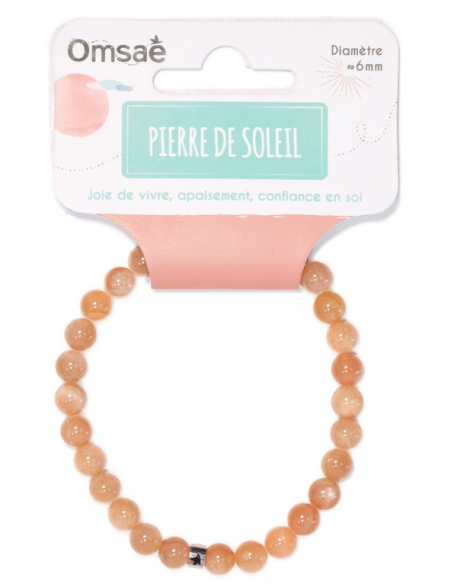 Bracelet Pierre du Soleil Perles rondes 6 mm HOME SWEET HOME Lithothérapie