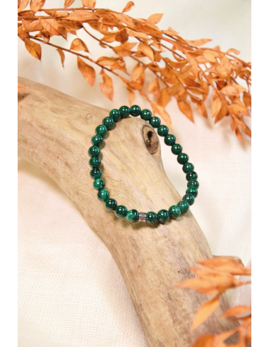 Bracelet Malachite Perles Rondes 6 mm HOME SWEET HOME Lithothérapie