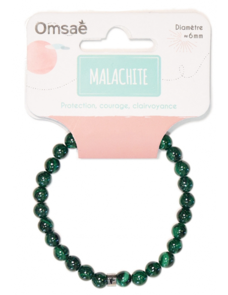 Bracelet Malachite Perles Rondes 6 mm HOME SWEET HOME Lithothérapie