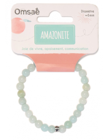 Bracelet Amazonite Perles rondes 6 mm HOME SWEET HOME Lithothérapie