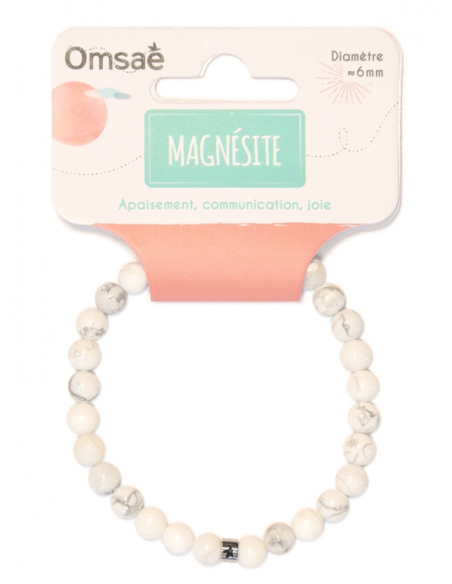 Bracelet Magnésite Perles rondes 6 mm HOME SWEET HOME Lithothérapie