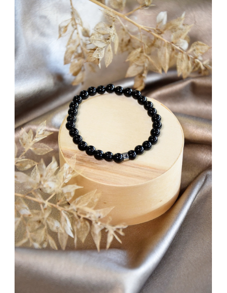 Bracelet Onyx Perles rondes 6 mm HOME SWEET HOME Lithothérapie