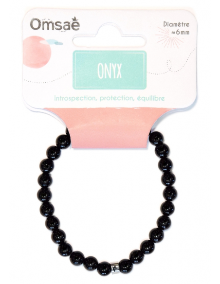 Bracelet Onyx Perles rondes 6 mm HOME SWEET HOME Lithothérapie