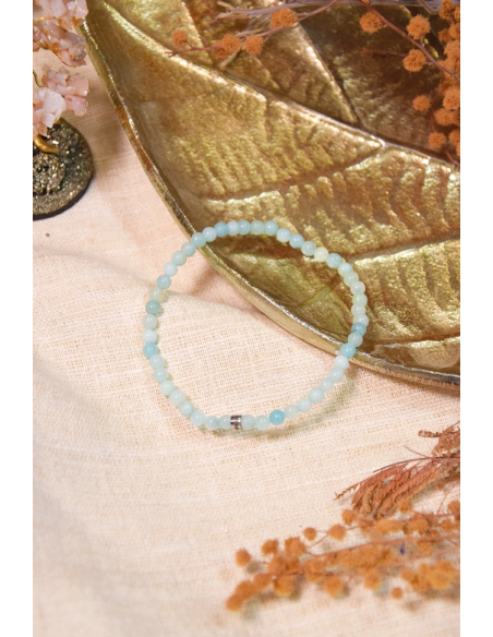 Bracelet Amazonite Perles rondes 4 mm HOME SWEET HOME Lithothérapie