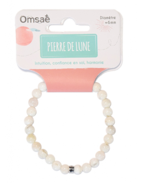 Bracelet Pierre de Lune Perles rondes 6 mm HOME SWEET HOME Lithothérapie