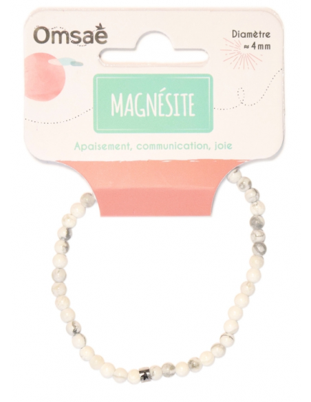 Bracelet Magnésite Perles rondes 4 mm HOME SWEET HOME Lithothérapie