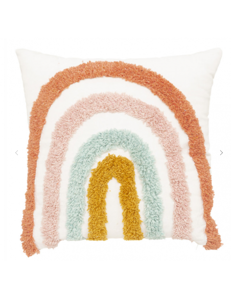 Coussin enfant \"Arc-en-ciel\", coton, 40x40 cm HOME SWEET HOME Lithothérapie