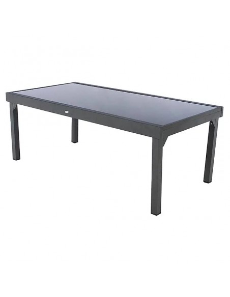 Table de jardin extensible Piazza Verre trempé Anthracite & Graphite 8/12 places HOME SWEET HOME Tables et chaises de jardin