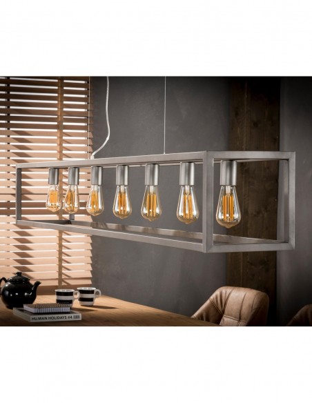 Suspension 7L rectangulaire 4 barres argenté. HOME SWEET HOME Luminaires & Suspensions