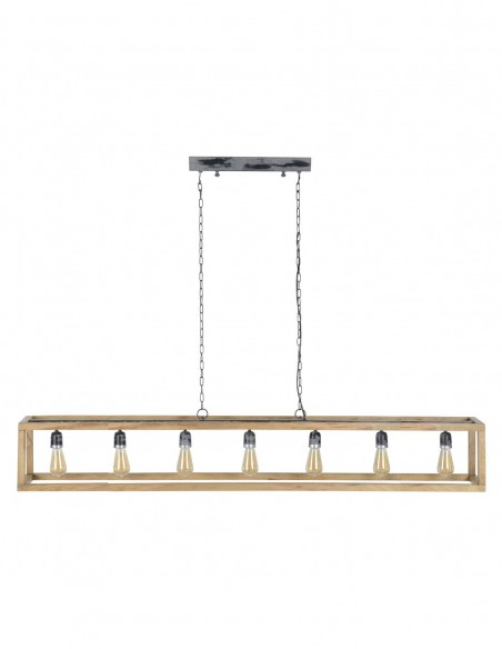 Suspension 7L rectangle cadre en bois HOME SWEET HOME Luminaires & Suspensions