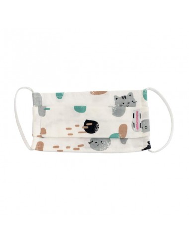 MASQUE COTON MOTIF Jersey Blanc avec chats BIO S HOME SWEET HOME Putain de virus