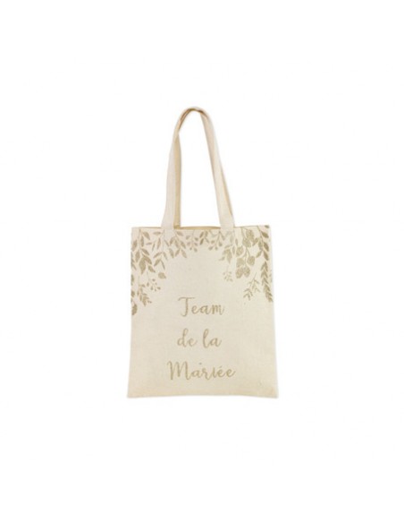 TOTE BAG TEAM DE LA MARIEE LIN PAILLETTES CHAMPAGNE 35.5X31CM HOME SWEET HOME Pour eux