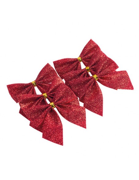 6 NOEUDS ADHESIFS PAILLETTES ROUGES 5.5 CM HOME SWEET HOME Décorations