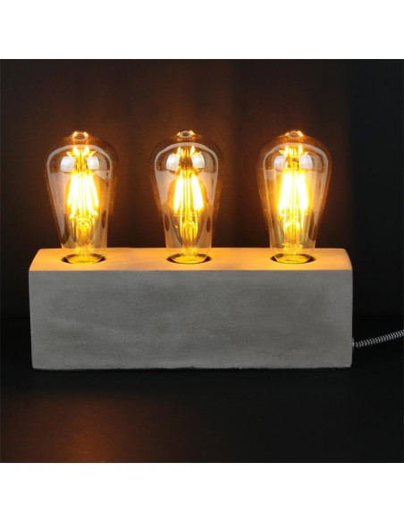 LAMPE A POSER BETON 3 AMPOULES HOME SWEET HOME Luminaires & Suspensions