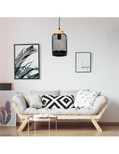 SUSPENSION CLOCHE GRILLE METAL NOIR HOME SWEET HOME Luminaire