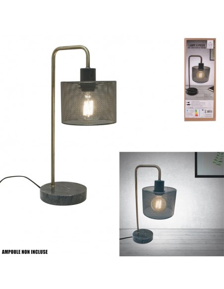 LAMPE A POSER GRIS PERFORE SOCLE MARBRE HOME SWEET HOME Luminaire