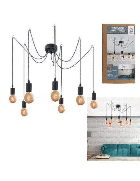 SUSPENSION ARAIGNEE 7 LUMIERES MODULABLE HOME SWEET HOME Luminaire