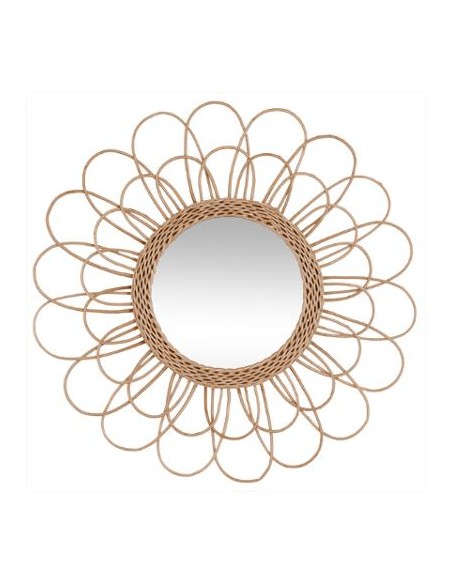 MIROIR ROTIN FLEUR D56cm HOME SWEET HOME Porte-manteaux & Miroirs