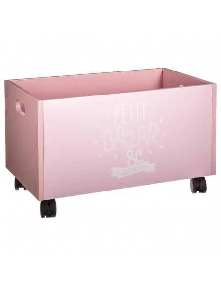 Coffre à jouets à roulettes rose HOME SWEET HOME Chambre pour enfant