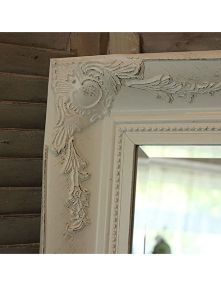 Miroir Blanc Patiné Avec Moulures 158x78cm HOME SWEET HOME Porte-manteaux & Miroirs