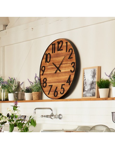 HORLOGE BOIS ET METAL 3D DIAMETRE 70CM ABBY HOME SWEET HOME Objet de décoration