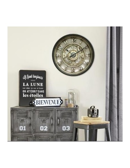 HORLOGE MECANIQUE PLASTIQUE DIAMETRE 51CM HOME SWEET HOME Objet de décoration